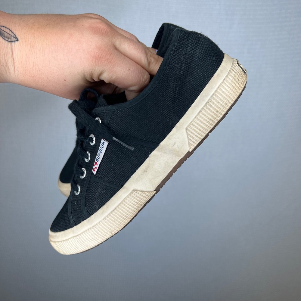 Superga 2750 Cotu Classic Black Canvas Low Top Sneakers Womens Size 38 EU 7.5 US - Picture 3 of 6